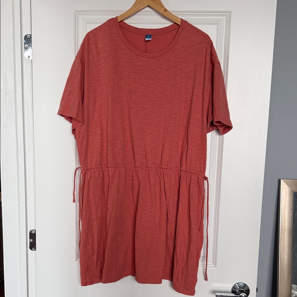Casual Salmon T-Shirt Dress
